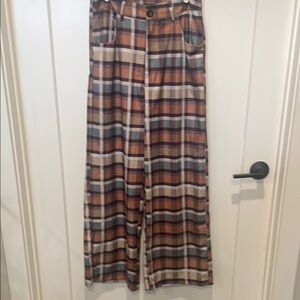 Plaid Wide-Leg Pants